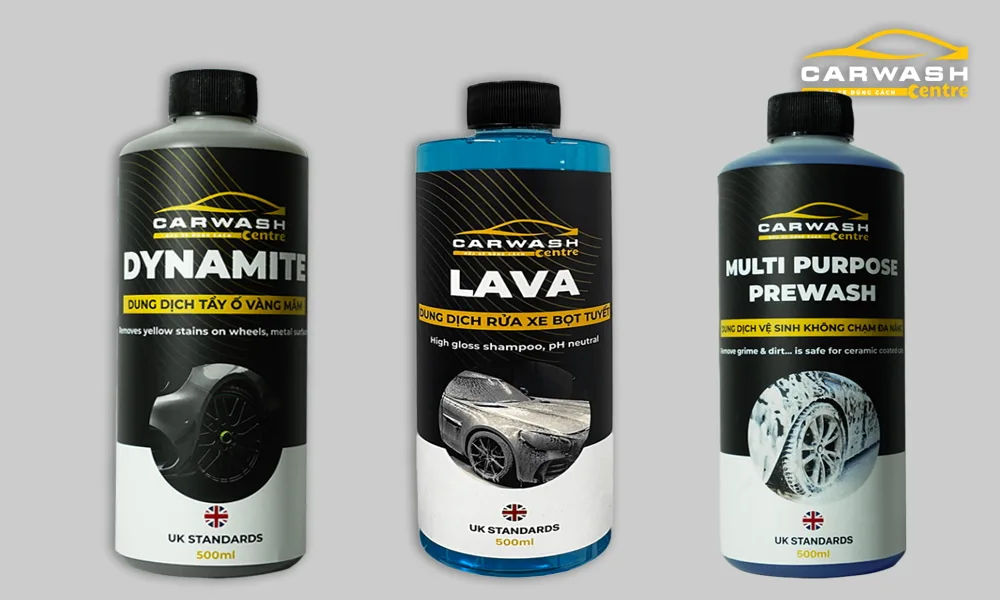 Bộ 3 dung dịch rửa xe ô tô chất lượng tại Car Wash Centre.