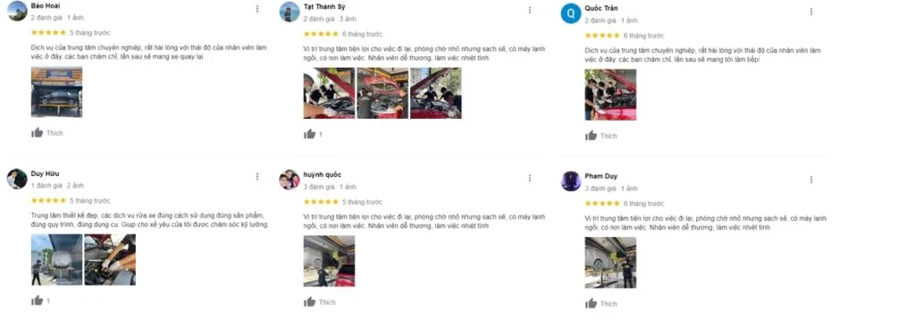 Đánh giá của các khách hàng từ Google Reviews.